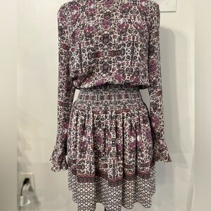 Shoshanna Size 2 Multi Colored Paisley Silk‎ All Over Print Long Sleeve Dress